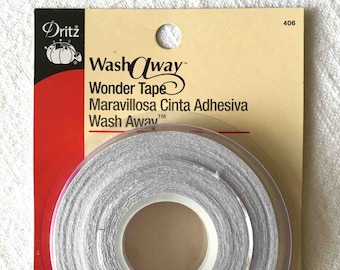 Wash Away Wonder Tape for Sewing and Crafting Double Sided Disappears After Washing Sew Through 10yards 1/4inch wide