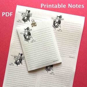 PDF File to Print Notes for Your Lists Two Each of Singer Treadle Sewing Machine Models and 13K