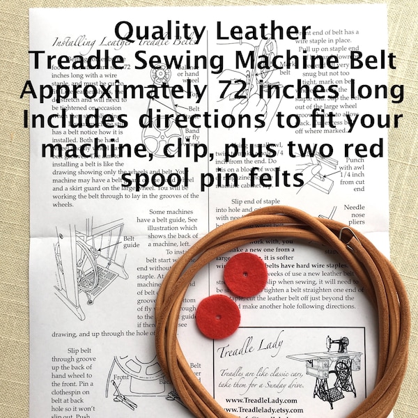 Quality Leather Treadle Sewing Machine Belt 3/16" & 72" Long for Foot Powered Sewing Machines Singer Jones White and others