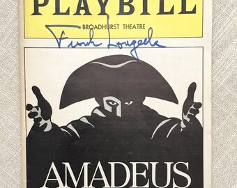 Playbill Broadhurst Theatre New York Amadeus Signed by Frank Langella, lead actor on Broadway 1982