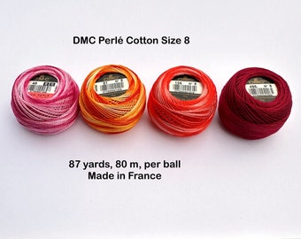 DMC Pearl Cotton Size 8 Balls have 87 yards, 80m, Pick color, Perlé Coton Made in France