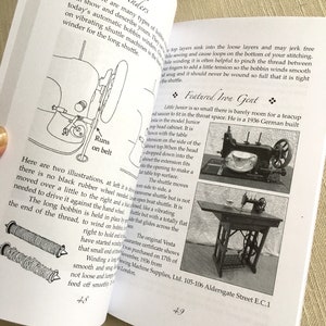 Kit of Treadle Sewing Machine Signed Book, Leather Treadle Belt, Oiler with Oil, Double End Lint Brush and Spool Pin Felts image 6