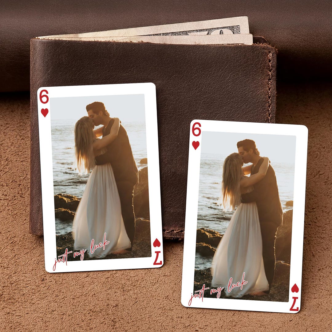 Custom Metal Photo Wallet Card, Couple Playing Cards, Wedding Photo ...
