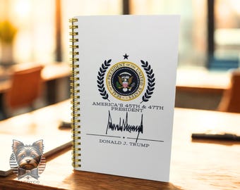 Trump Presidential Seal Notebook – 80 Lined Pages, Funny MAGA Gift, America&#39;s 45th & 47th President Journal, Patriotic Stationery