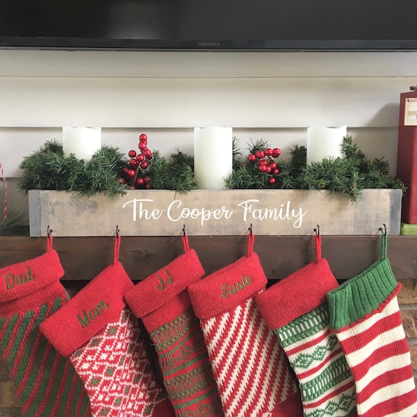 Personalized Family Stocking Holder: Rustic Gray Christmas Decor