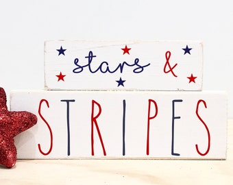 4th of July  sign, Stars and stripes, Memorial day,  Tiered tray decor, Party decor,  Coffee bar, 4th of July decor, wooden signs, cocoa bar
