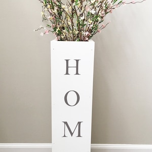 white floor vase, entryway decor, porch vase, home, farmhouse decor, large floor vase, housewarming gift, porch decor, spring, wood vase