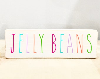 Easter tiered tray, Jelly beans sign,  Easter decor, wooden sign, tiered tray sign, spring, Easter sign, Tiered tray, coffee bar, wooden