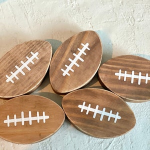 Football tiered tray, Wooden footballs, Set of 3, Football party decor, Wood sign