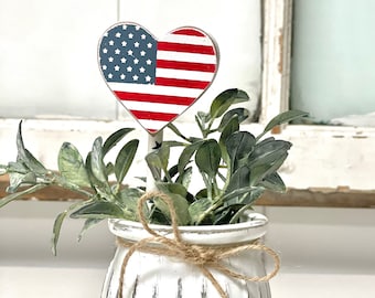 All seasons interchangeable vase for home decor, Memorial day and 4th of July tiered tray decor, Seasonal floral picks