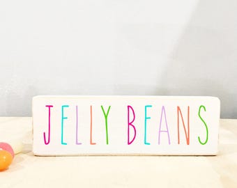 Jelly Beans Easter Sign: Rustic Farmhouse Tiered Tray Decor