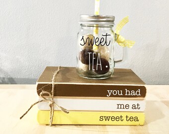 Sweet Tea Mini Book Stack: Farmhouse Tiered Tray Decor