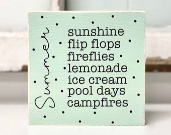 Summer decor, Wood tiered tray sign, Cottage decor, Summer words