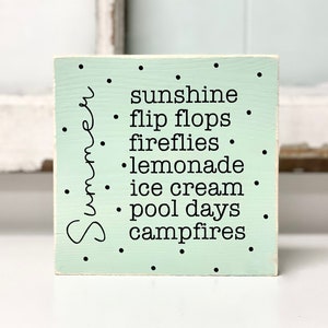 Summer decor, Wood tiered tray sign, Cottage decor, Summer words