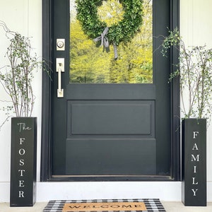 Personalized black porch vases, Outdoor planters, Entryway decor, Porch decor, Large floor vases