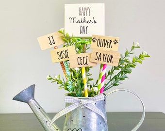 Cadeau personnalisé pour la fête des mères, Arrosoir galvanisé, Noms d’enfants, Décor printanier, Pâques, Décoration de ferme, Cadeau personnalisé pour maman