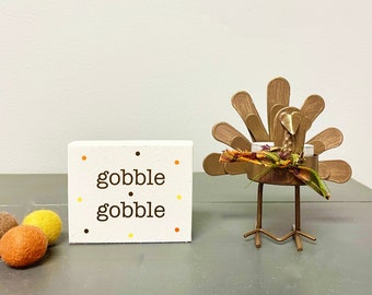 Fall decor, Turkey candle holder,  Tiered tray decor, Thanksgiving, Tea light holder, Gobble sign, Thanksgiving sign, Hostess gift