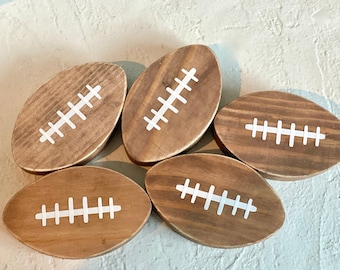 Football tiered tray, Wooden footballs, Set of 3, Football party decor, Wood sign