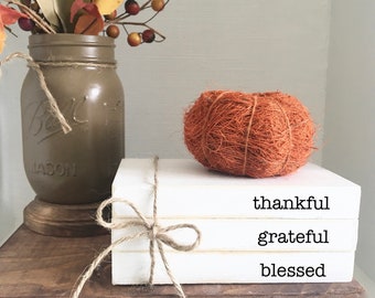 Fall Faux Book Stack: Thanksgiving Farmhouse Tiered Tray Decor
