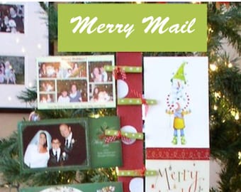 Merry mail, Christmas card holder, display for cards, Merry mail, Christmas decor, card storage