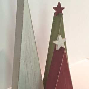 Wooden Christmas trees, Set of 3, Shelf sitters, Holiday tiered tray decor, modern teacher gift image 2