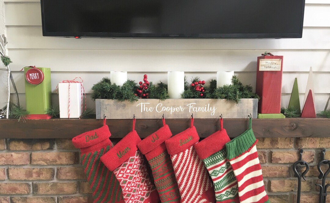 Personalized family stocking holder Gray box Christmas Etsy 日本
