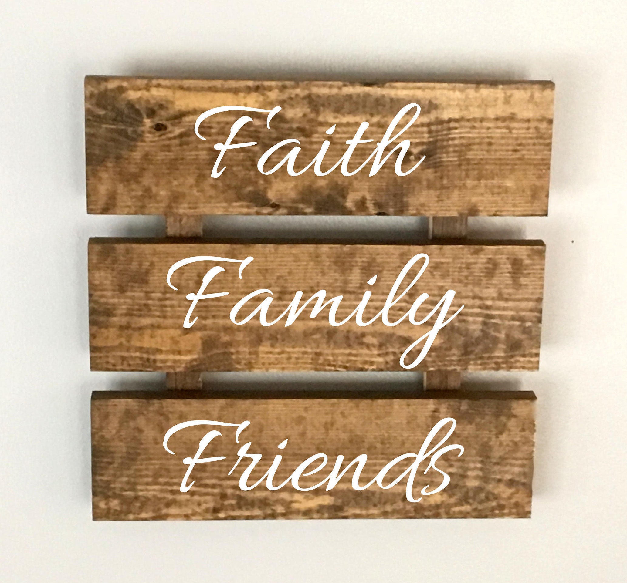 faith family friends sign wall decor wooden sign reclaimed | Etsy