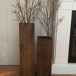 wooden vases, reclaimed wood, rustic, floor vases, set of two, farmhouse decor, large floor vase, rustic decor, porch decor image 3