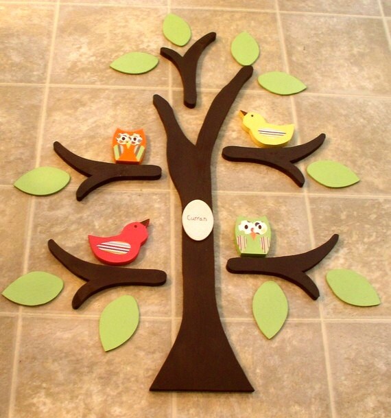 wooden tree tree wall art nursery decor owl nursery room