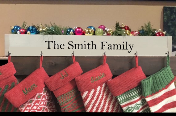 Family Stocking Holder, Mantle Stocking Hooks, Christmas Decor, Rustic,  Farmhouse Decor, Box Stocking Holder, Stocking Hanger, Personalized, -   Canada