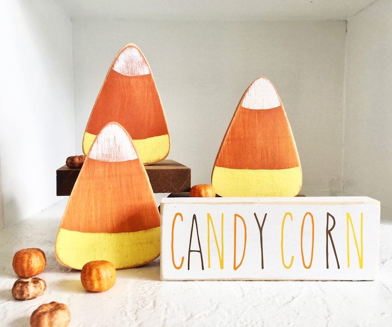 Wooden candy corn Tiered tray decor Bowl fillers Fall image 0