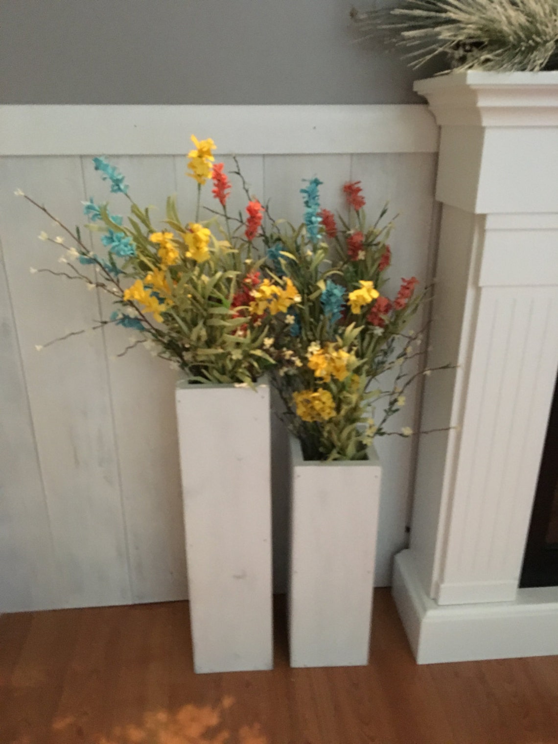 White Wooden Vases Reclaimed Wood Distressed Wood Floor Etsy