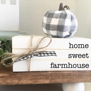 home sweet farmhouse, mini book stack, farmhouse decor, faux books, set of 3, kitchen decor, teacher gift, home sweet home, housewarming