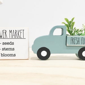 flower truck, tiered tray decor, truck and sign set, spring decor, Wooden truck, Farmhouse, Tiered tray, Old truck, flower market sign