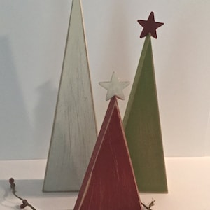 Wooden Christmas trees, Set of 3, Shelf sitters, Holiday tiered tray decor, modern teacher gift image 3