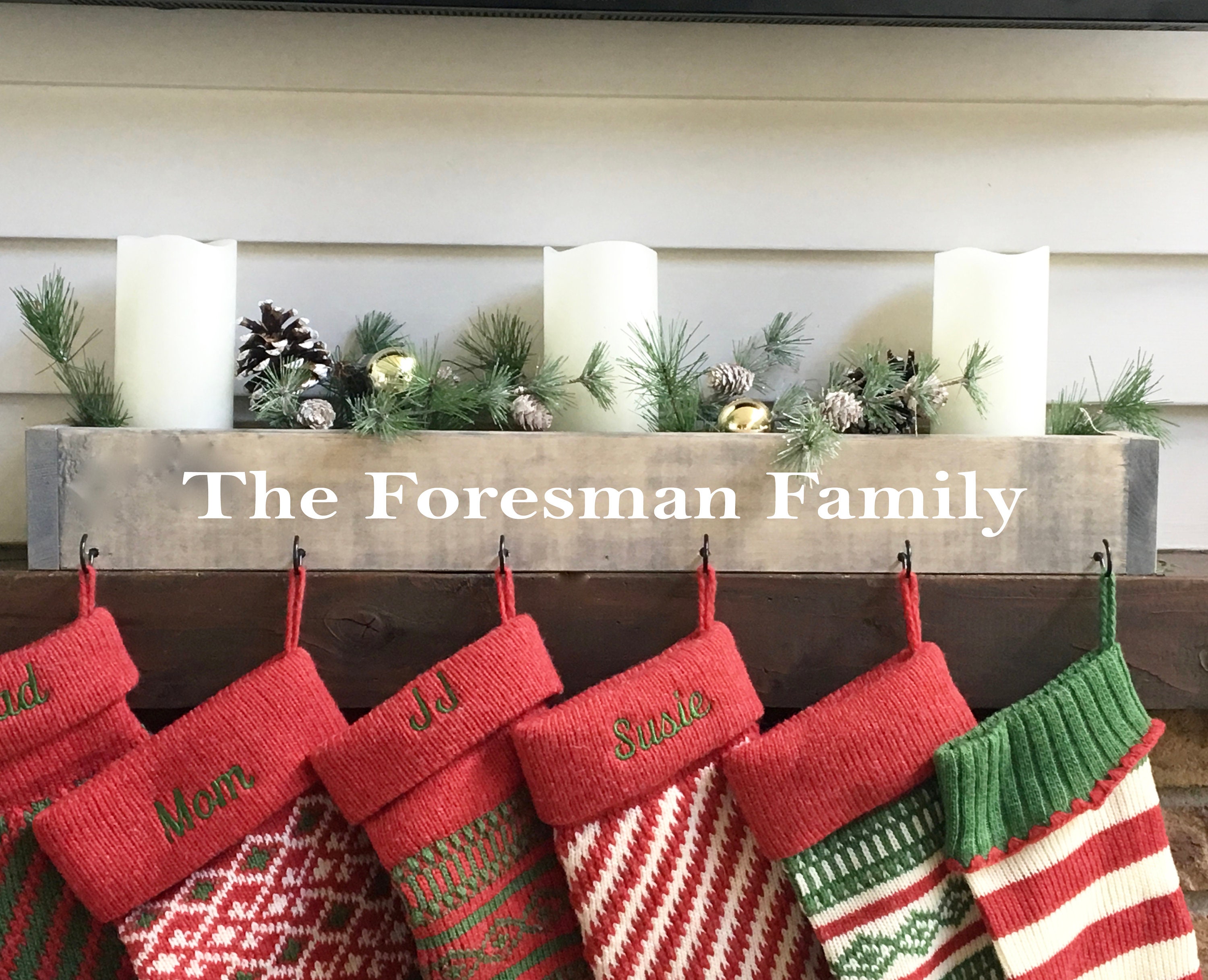 Family stocking hooks mantle stocking holder Christmas Etsy