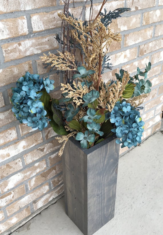 Gray Floor Vase Reclaimed Wood Rustic Vase Porch Decor Wooden Floor Vase Vase For Porch Outdoor Vase Rustic Farmhouse Decor