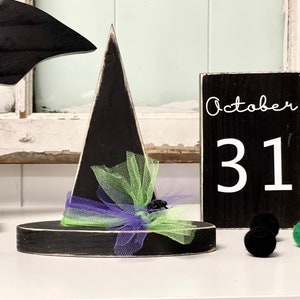 Wood witch hat for Halloween decor