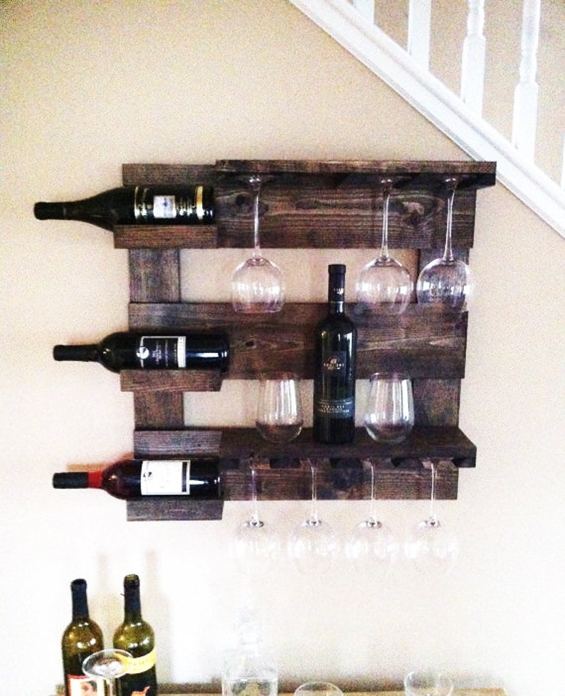 Wine Rack Rustic Wood Holder Reclaimed Wall Image 0