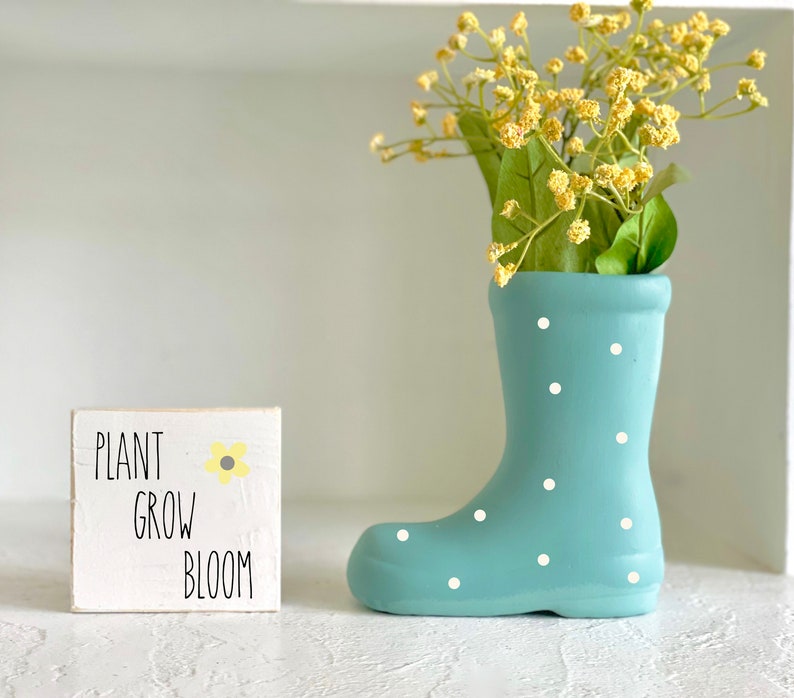Polka Dot Rain Boot Planter: Spring Tiered Tray Decor - Etsy