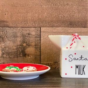 Santa's milk mug, Tiered tray decor,  Faux cookies, Christmas decor, Holiday tiered tray, Santa's milk and cookies, Family gift, Milk carton