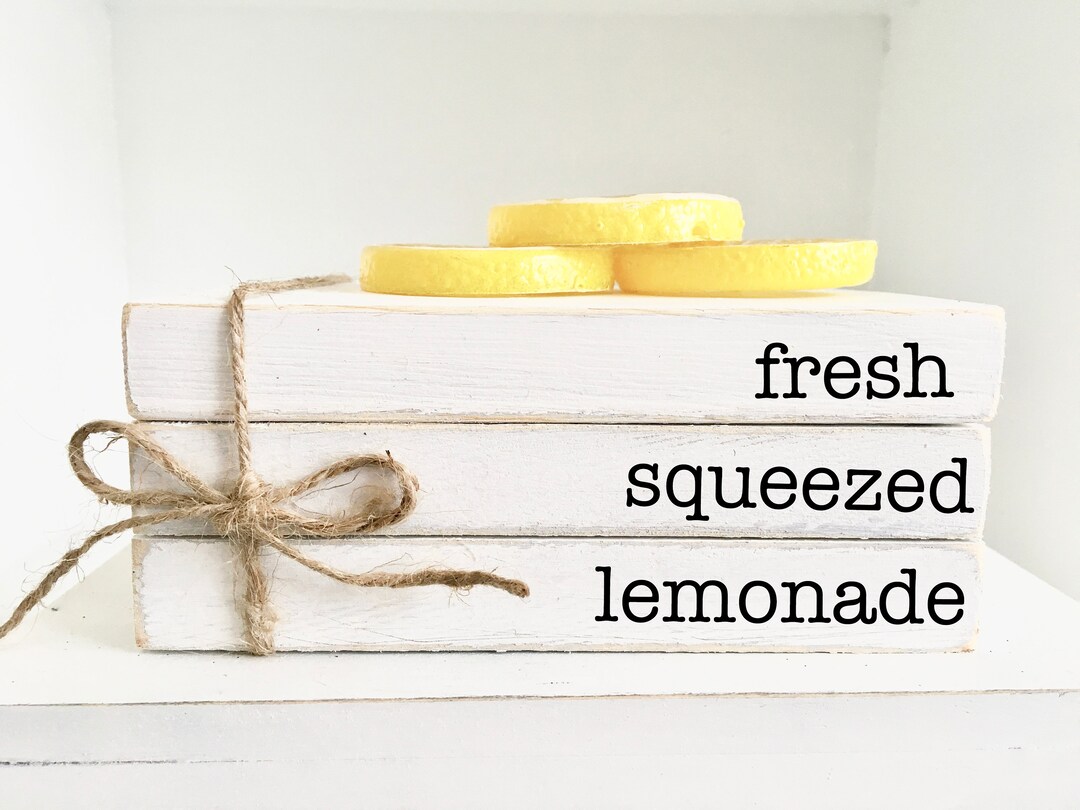Lemonade Decor: Rustic Faux Book Stack, Farmhouse Tiered Tray Decor - Etsy