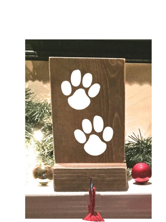 Stocking Holder, Reclaimed Wood, Pet Stocking Holder, Mantle Stocking,  Rustic Christmas, White Stockings, Dog Stocking Holder, Paw Print - Etsy