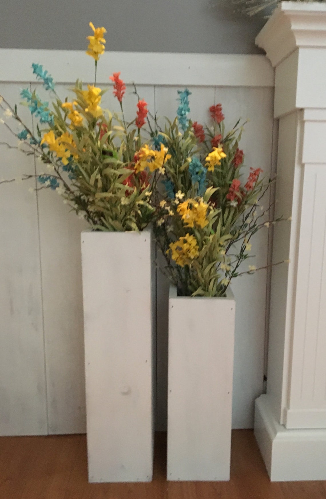 White Wooden Vases Reclaimed Wood Distressed Wood Floor Etsy