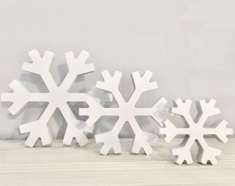 Wooden snowflakes, Christmas decor, Winter, rustic, Farmhouse, Tiered tray decor, Let it snow sign