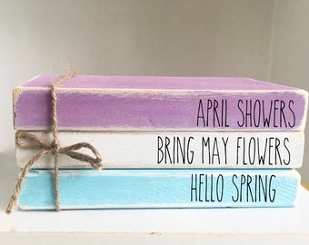 Rustic Spring Book Stack: Farmhouse Tiered Tray Decor