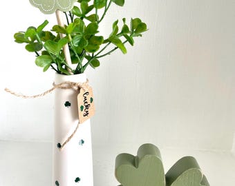 St. Patrick's Day Floral Vase, Shamrock Tiered Tray Decor