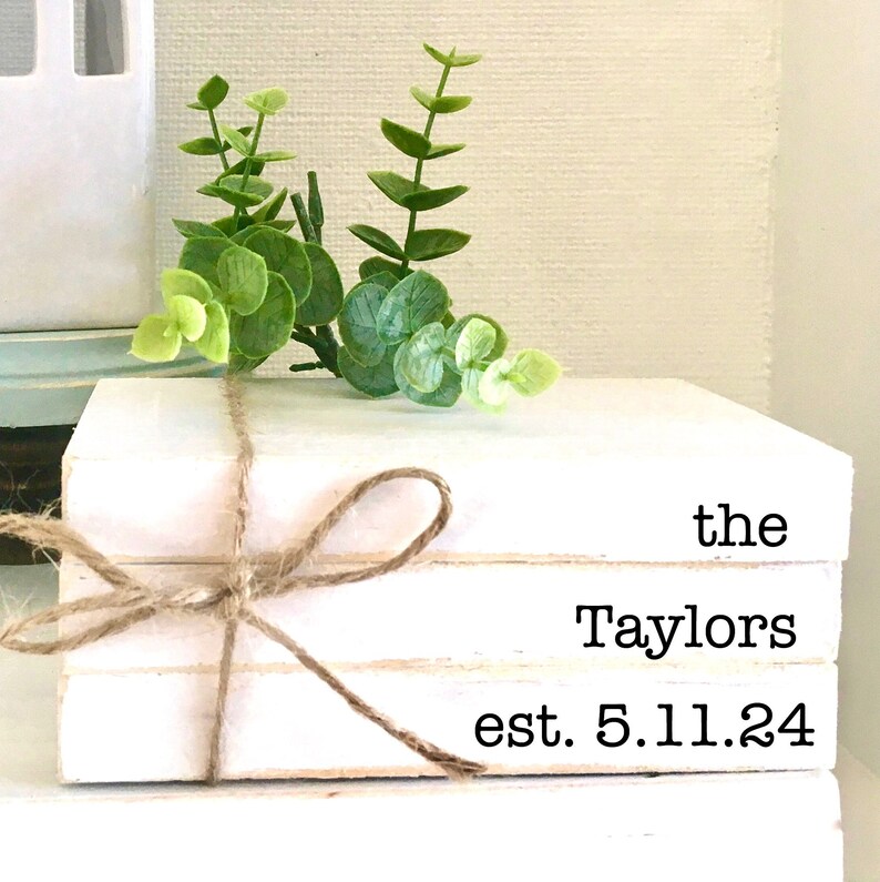 Personalized Book Stack: Rustic Wedding Date Gift - Etsy
