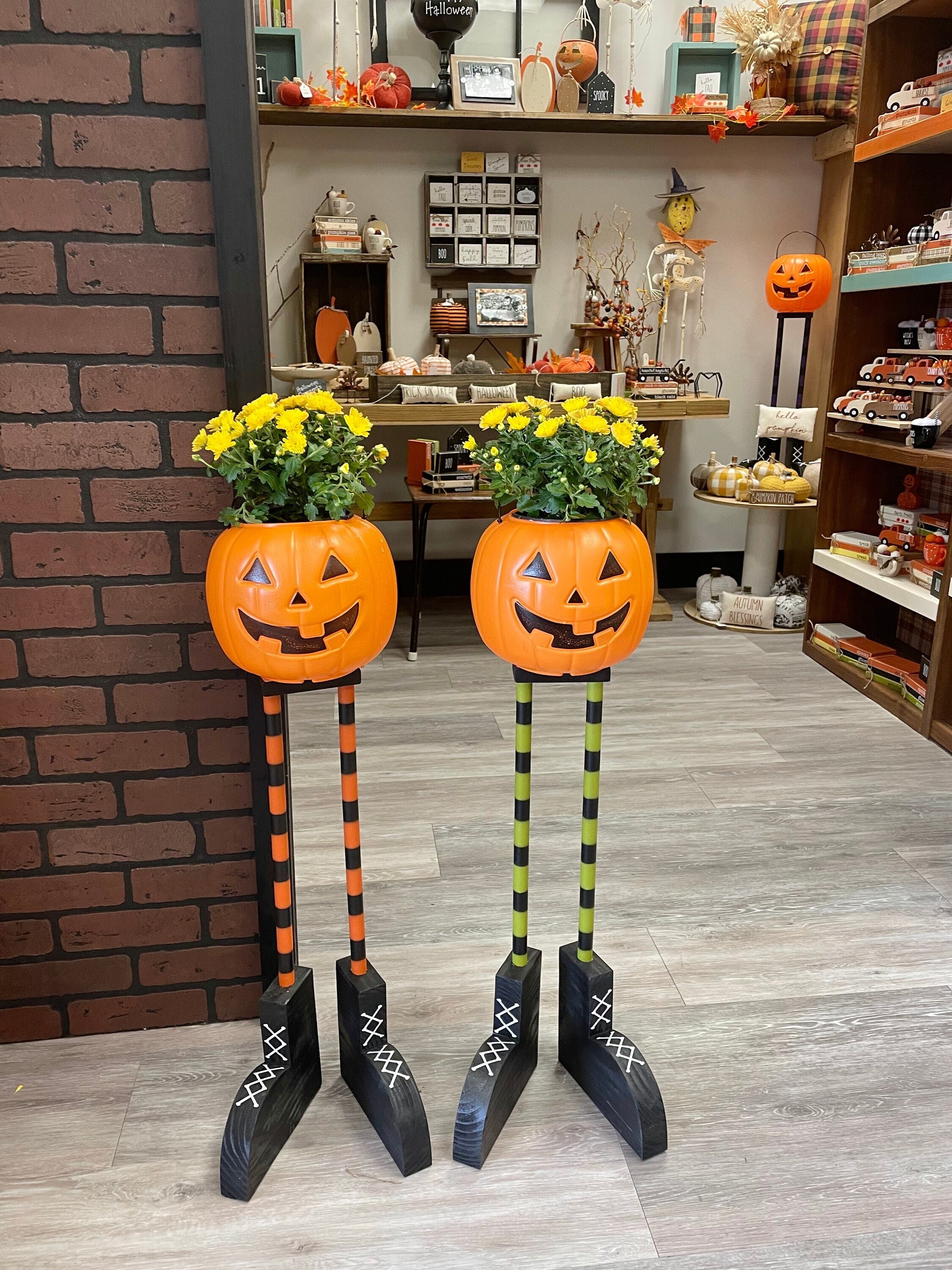 Halloween Pumpkin Candy Bowl Planters: Porch Decor, Set of 2 - Etsy