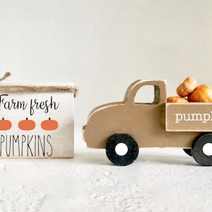 Fall truck and sign set, Fall decor, Tiered tray sign, Wood, Tiered tray decor, Farmhouse truck, Wooden sign, Farm fresh pumpkins, Farmhouse